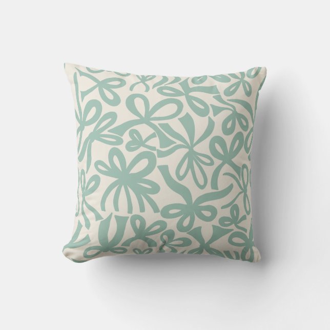 Soft Teal Coquette ribbons and bows  Kudde (Framsida)
