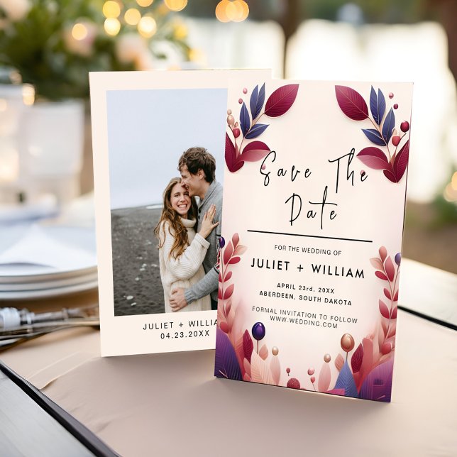 Soft Teal Fall Fold Jewel Tone Bröllop Spara Datumet (Skapare uppladdad)