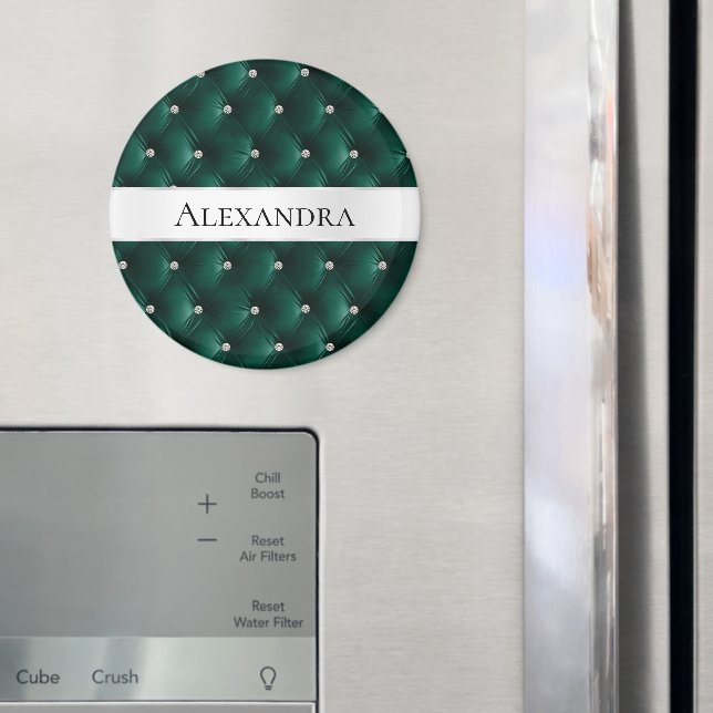 Soft Teal Grönt Luxury faux Velvet Namn Magnet (In Situ (Fridge))