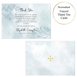 Soft Teal Löv ortodox Christian Funeral Tack Kort
