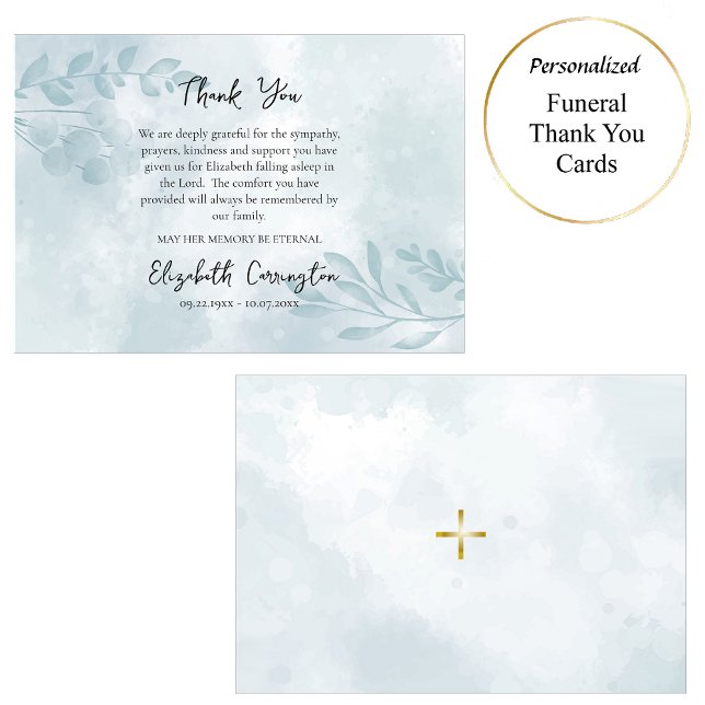 Soft Teal Löv ortodox Christian Funeral Tack Kort (Skapare uppladdad)