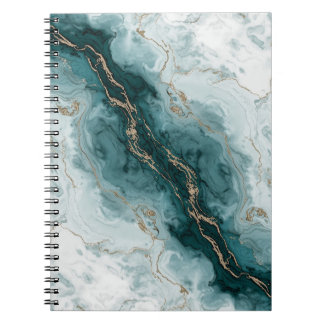 Soft Teal Marble Notebook with Gold River Veins Anteckningsbok