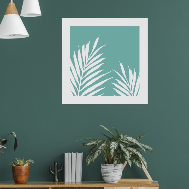 Soft Teal White Handflatan Löv Poster (Vardagsrum 1)