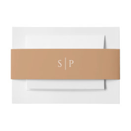 Soft Terracota Natural Pastel Bröllop Monogram Band För Inbjudningskort