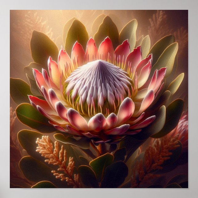 Soft Toned King Protea Bloom in Artistic Natural  Poster (Framsidan)