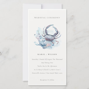 Soft Underwater Crab Coral Nautical Wedding bjudan Tack Kort