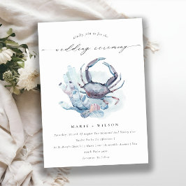 Soft Underwater Crab Coral Nautical Wedding bjudan Tack Kort