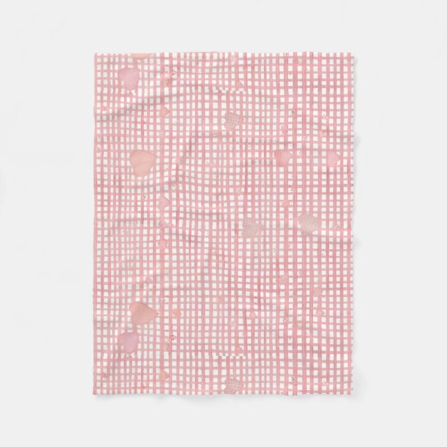 Soft Valentine Gingham Fleece Baby Blanket (Framsidan)