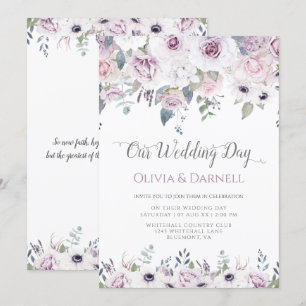 Soft Violet Lila Lavender White Blommigt Bröllop Inbjudningar