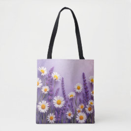 Soft Violet Wildblommte Tote Bag Tygkasse