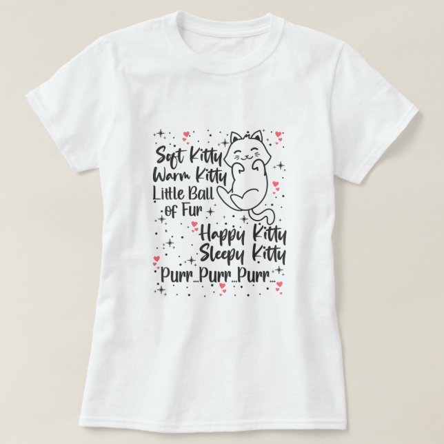 Soft Warm Kattunge Little Boll från Päls Cat Sömni T Shirt (Design framsida)
