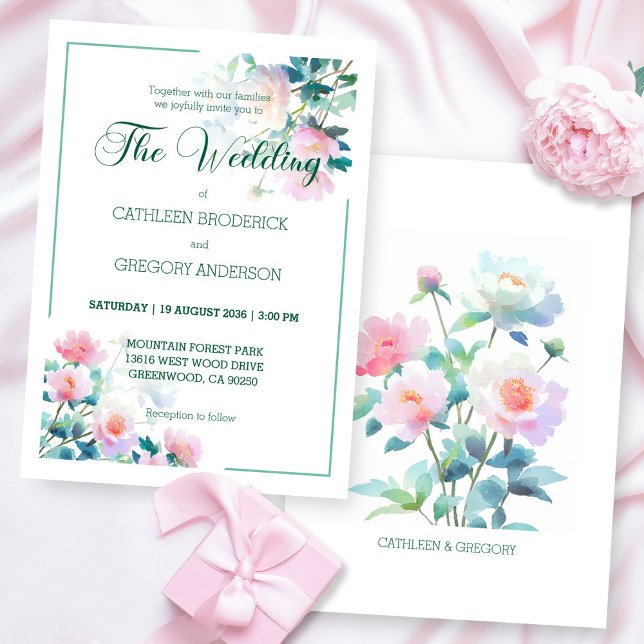 Soft Watercolor Blush Pink Floral Wedding Inbjudningar (Skapare uppladdad)