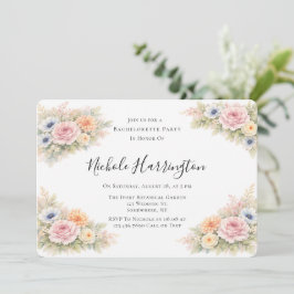 Soft Watercolor Floral Bachelorette Party Inbjudningar