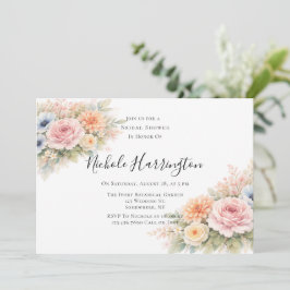 Soft Watercolor Floral Bridal Shower Inbjudningar