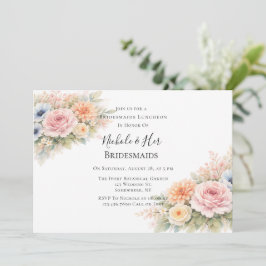 Soft Watercolor Floral Bridesmaids Luncheon Inbjudningar