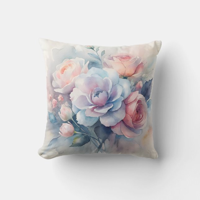 Soft Watercolor Floral Decorative Kudde (Framsida)