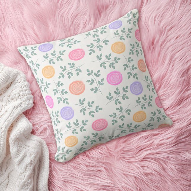 Soft watercolor floral pattern kudde (Skapare uppladdad)