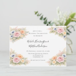 Soft Watercolor Floral Wedding Celebration Inbjudningar