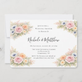 Soft Watercolor Floral Wedding Shower Inbjudningar