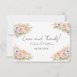 Soft Watercolor Floral Wedding Tack Kort