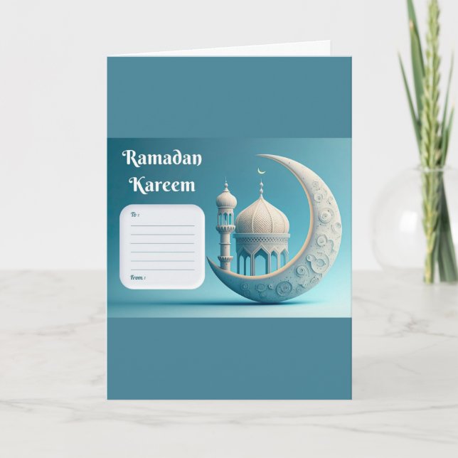 Soft Watercolor Mosque Ramadan Serenity Kort (Framsida)