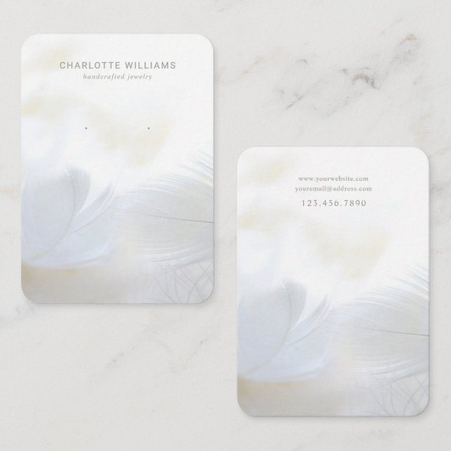 Soft White Feather Jewelry Visning Card Visitkort (Fram/baksida)