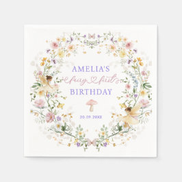 Soft Wildblomma Fairy First Birthday Party Pappersservett