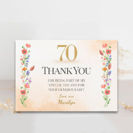 Soft Wildflower 70th Birthday Thanks Tack Kort