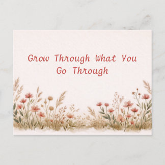 Soft Wildflower Border Meadow Watercolor  Vykort