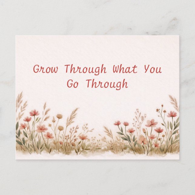 Soft Wildflower Border Meadow Watercolor  Vykort (Framsida)