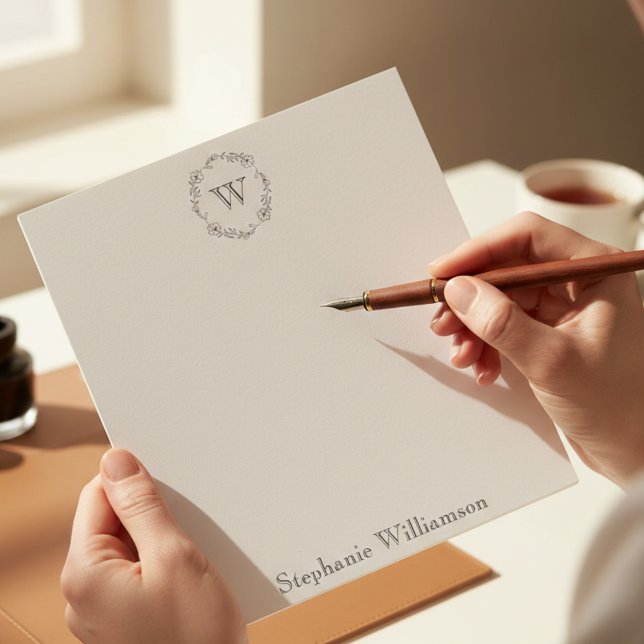 Soft Wildflower Monogram – Personalized Stationery Anteckningsblock (Soft floral monogram stationery)