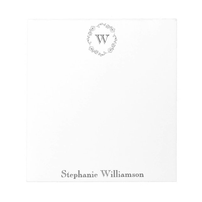 Soft Wildflower Monogram – Personalized Stationery Anteckningsblock (Framsida)