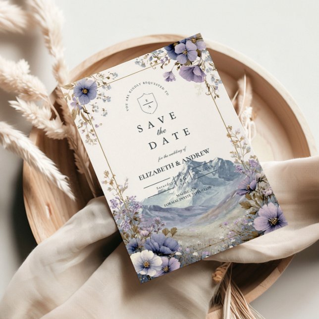 Soft Wildflower Mountain Wedding Spara Datumet (Skapare uppladdad)