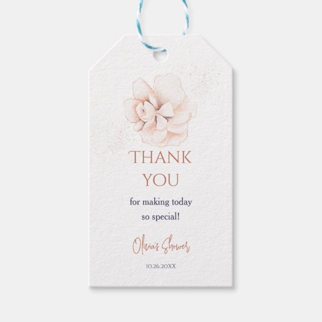 Soft Wildflowers Modern Baby Shower Invitation Presentetikett (Framsidan)