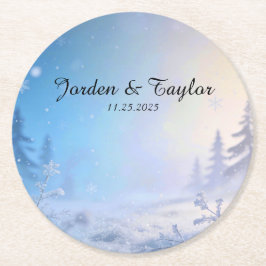 Soft Winter Daydream Wedding Coasters Underlägg Papper Rund