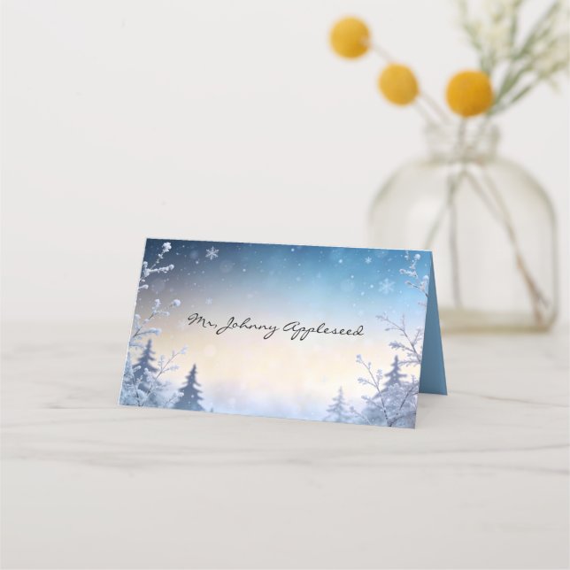 Soft Winter Daydream Wedding Place Cards Placeringskort (Framsida)