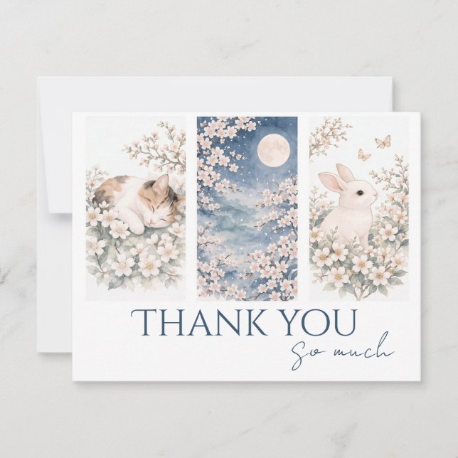 Soft Woodland Animals Thank You Card Tack Kort (Framsida)
