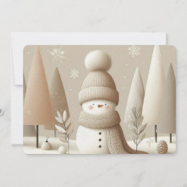 Soft Woodland Snowman Christmas Holiday Card Julkort