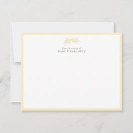 Soft Yellow Floral Bow Nursery Note Card  Anteckningskort