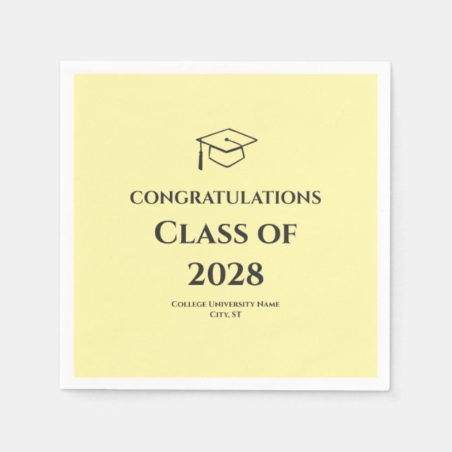 Soft Yellow Modern Congratulations Graduation  Pappersservett (Framsidan)