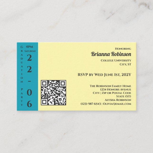 Soft Yellow Photo Modern Graduation Party Tilläggskort (Framsida)