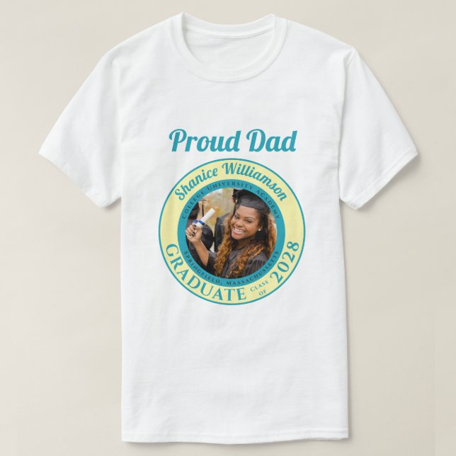 Soft Yellow Photo Modern Graduation Proud Dad T Shirt (Design framsida)