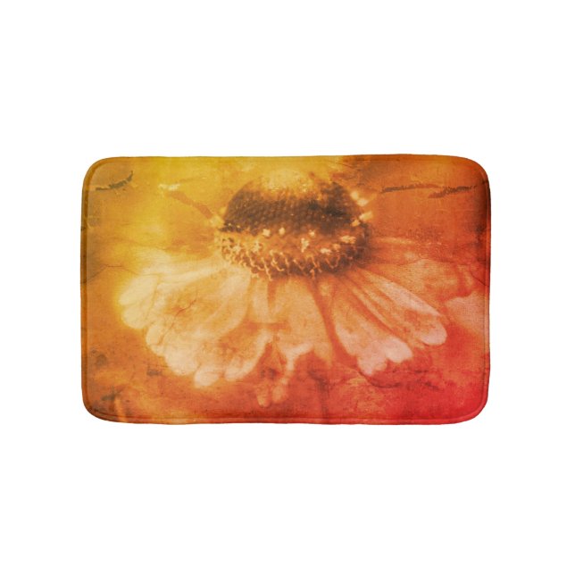 Soft Zinnia Daisy blomma in Sepia Vintage Badrumsmatta (Framsidan)