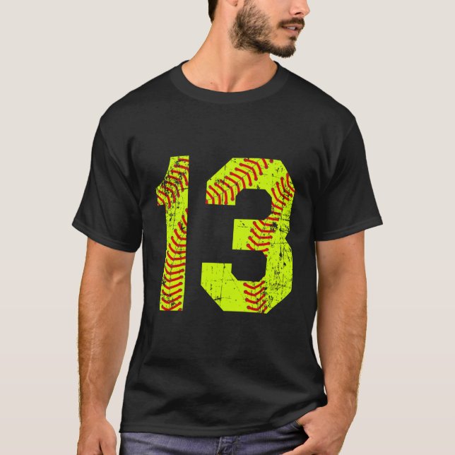 Softball 13 Jersey-nummer T Shirt (Framsida)
