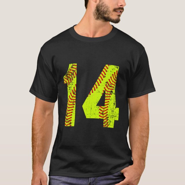Softball 14 Jersey-nummer T Shirt (Framsida)
