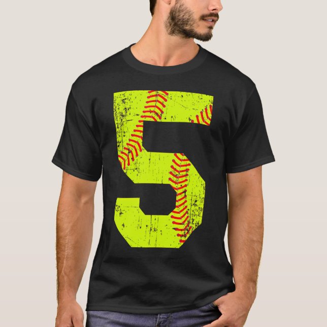 Softball 5 Jersey-nummer T Shirt (Framsida)