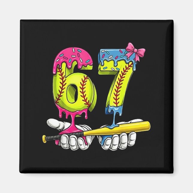 Softball 67 Ice Cream Drip Six Seven Boys Funny Me Magnet (Framsidan)