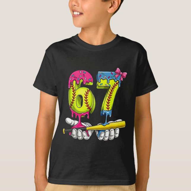 Softball 67 Ice Cream Drip Six Seven Boys Funny Me T Shirt (Framsida)