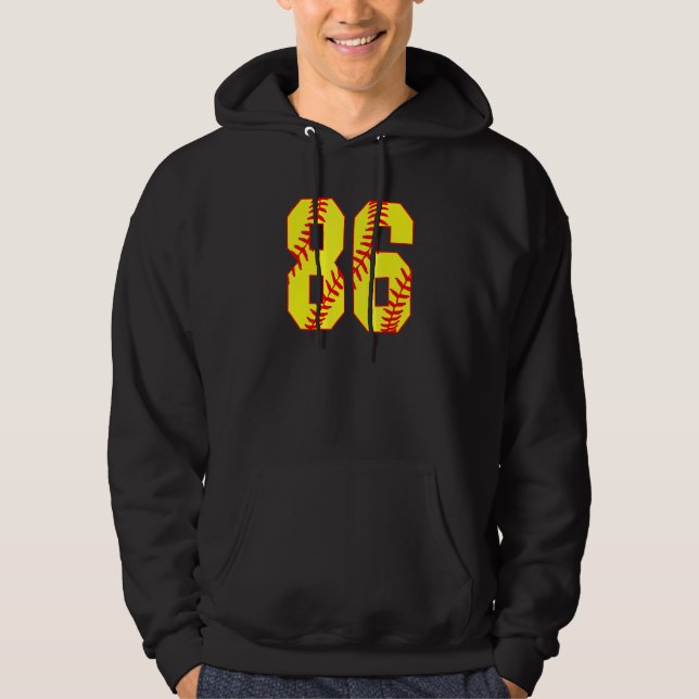 Softball 86 Fast Pitch Kärlek-softball Mamma-favor Hoodie (Framsida)