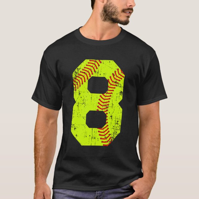 Softball 8 Jersey-nummer T Shirt (Framsida)